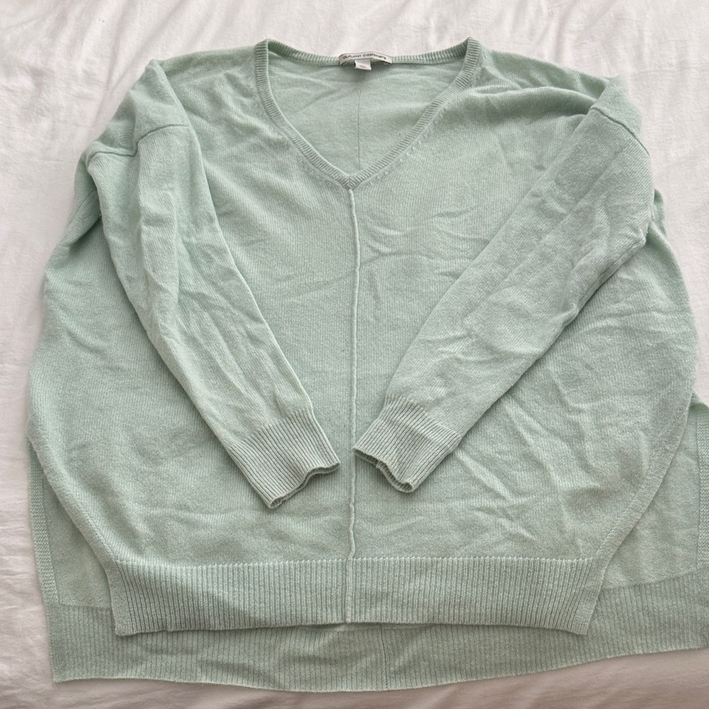Autumn Cashmere Mint Green V-Neck Sweater Small